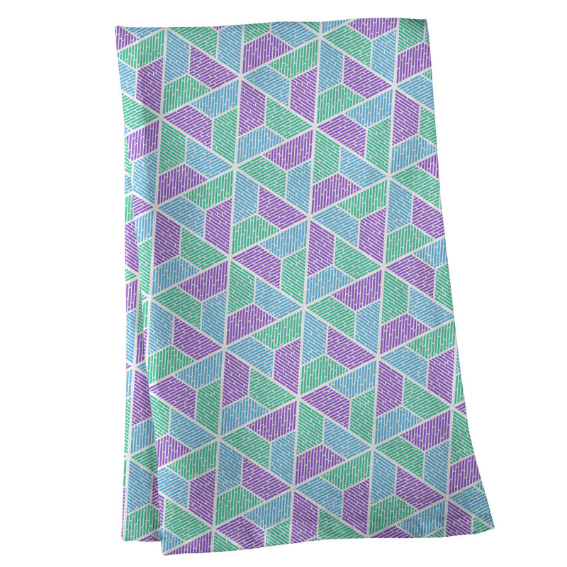 Serviette à thé trapézoïdals Mcguigan, Bleu, mauve et vert, Sergé de coton