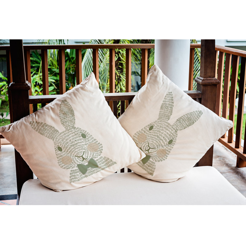 Housse et insert de coussin carré monochromes pour Pâques, 20 po x 20 po, Laurier vert