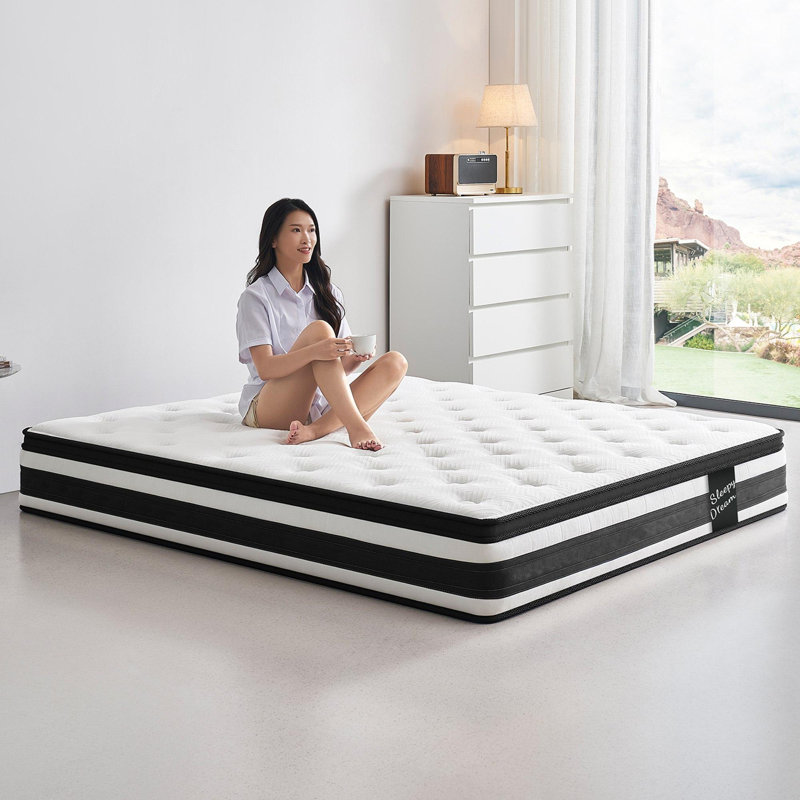 12 Inch CertiPUR-US Cool Memory Foam OEKO-TEX 100 Knitted Cover Individual Pocket Spring Hybrid Mattress in A Box, Full