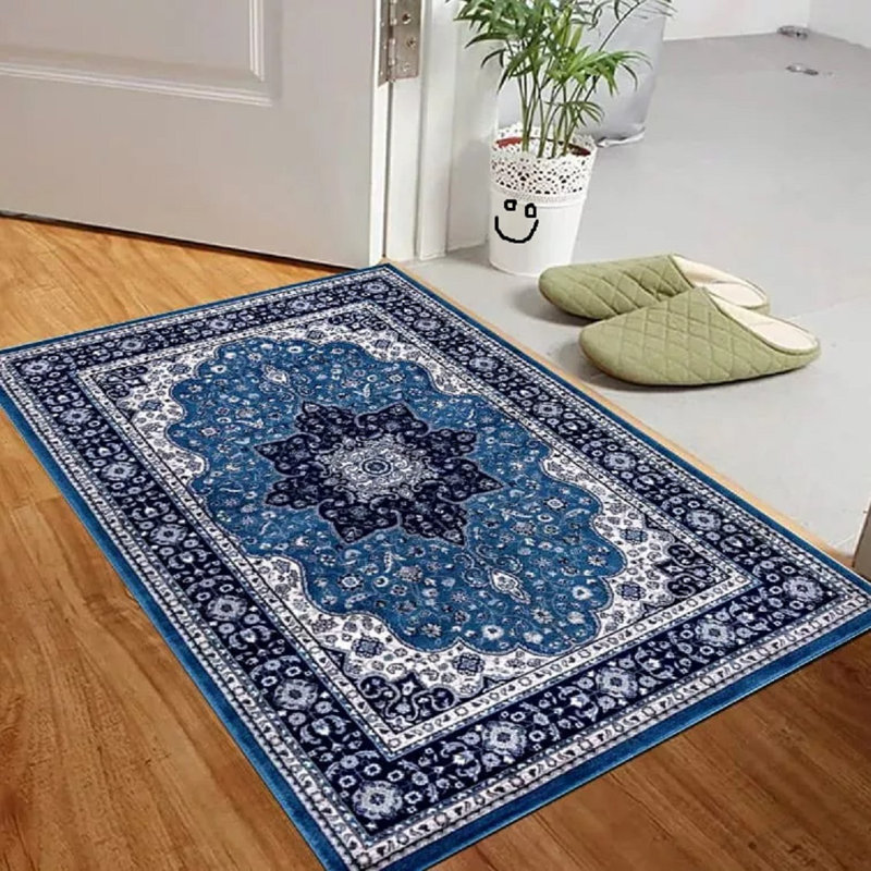 Floral Indoor Doormat, Blue