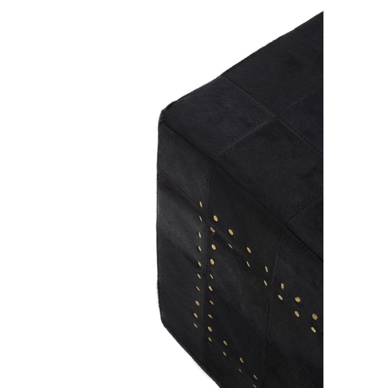 Tallent 40cm Wide Genuine Leather Square No Pattern Pouf Ottoman