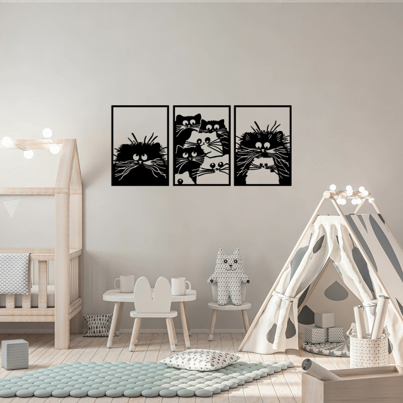 Stylish Decorative Metal Wall Accessory (3 Pieces), Black, 19.7 x 27.6 inches | 100% Metal, Thickness: 0.06 inches | Perfect for Home Décor, Durable & Easy to Hang, Adds Elegance to Any Space