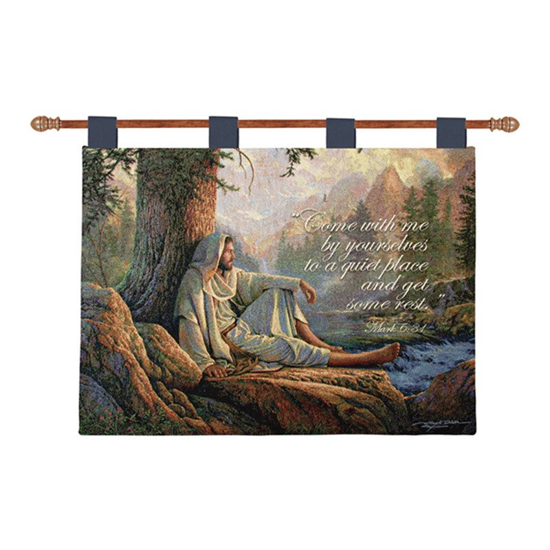  36" x 26" Green Brown Cotton Blend Rustic Wall Hanging