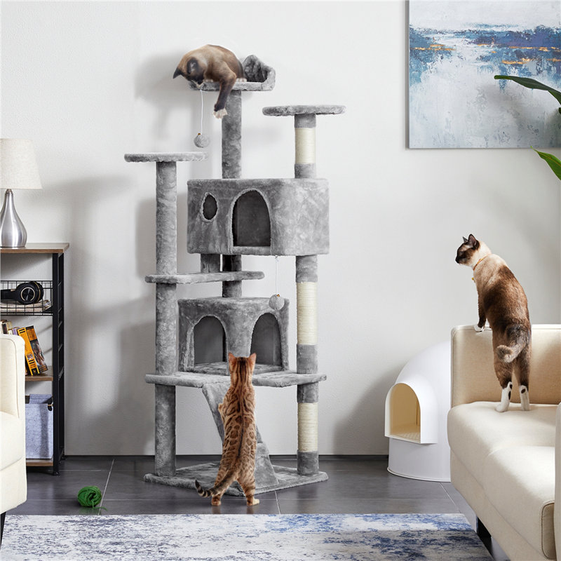Arbre à chat 61,5 po Dagenham, Gris clair, H 62 po x l 19,5 po x P 19,5 po