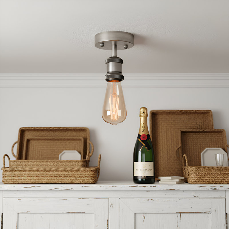 Semi Flush Mount, Satin Nickel