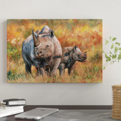 «Rhino and Baby», impression sur toile