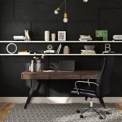 Lowry 72"W Solid Acacia Wood and Metal Modern Industrial Writing Desk with 2 Deep Drawers and Flip-Down Keyboard Tray