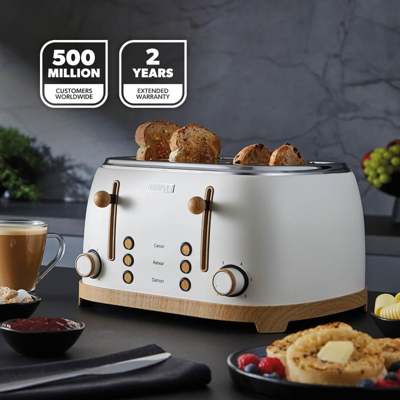GEEPAS NordiQ 20L Microwave Oven 700W, 4 Slice Toaster & 1.7L Electric Kettle Combo Set | Matte Finish with Wood Accents | 1500W Bread Toaster & 3000W Rapid Boil Cordless Jug Kettle