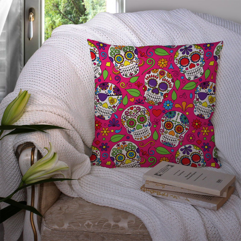 Day Of The Dead Outdoor Throw Pillow, 14" x 14"