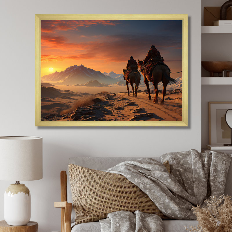 Asian Art Silk Road VII, reproduction d'art sur toile, H 24 po x l 32 po x P 1 po, Encadrement doré