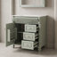 Meuble-lavabo de salle de bain avec comptoir en céramique, 3 tiroirs de rangement, tablette réglable et supports de porte-133444995