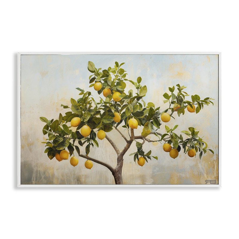 Lemon Tree Branches Giclee Art by RB, White Framed, 20" H x 30" W