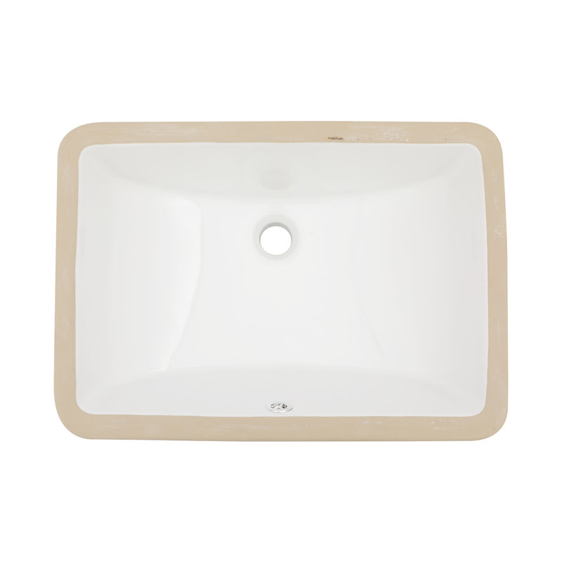 White Ceramic Rectangular Undermount Bathroom Sink With Overflow (19.7" X 14") | Gift Idea
