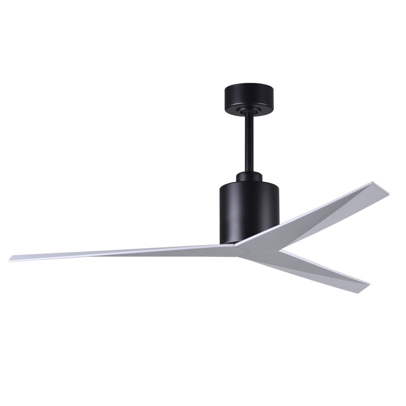 Eliza Outdoor Downrod Ceiling Fan, Gloss White, Matte Black