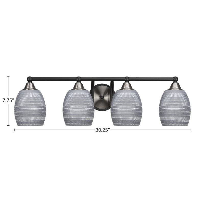 Michell 4-Light Bath Bar, Matte Black/Brushed Nickel