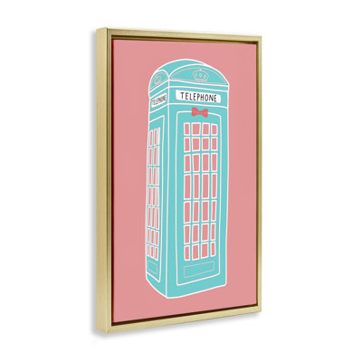 Toile flottante pastel avec cabine téléphonique grise par Jen Bucheli