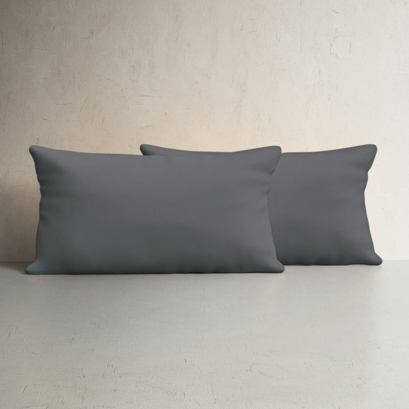 Almeda Outdoor Reversible Throw Pillow, Fresco Charcoal, 12" x 24"