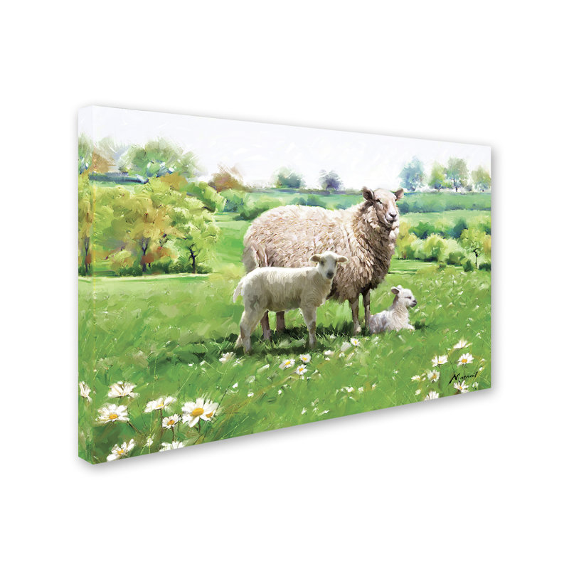«Sheep and Lamb» par Armand, reproduction sur toile, H 16 po x l 24 po x P 2 po