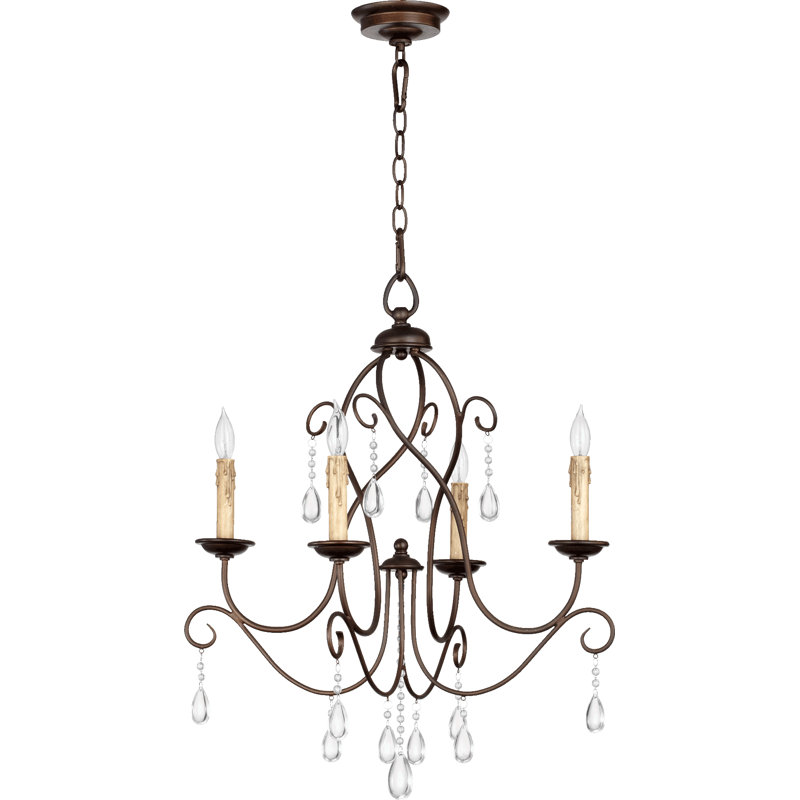 Style bougie classique/traditionnel 4 lumières lustre Madeira, Bronze huilé