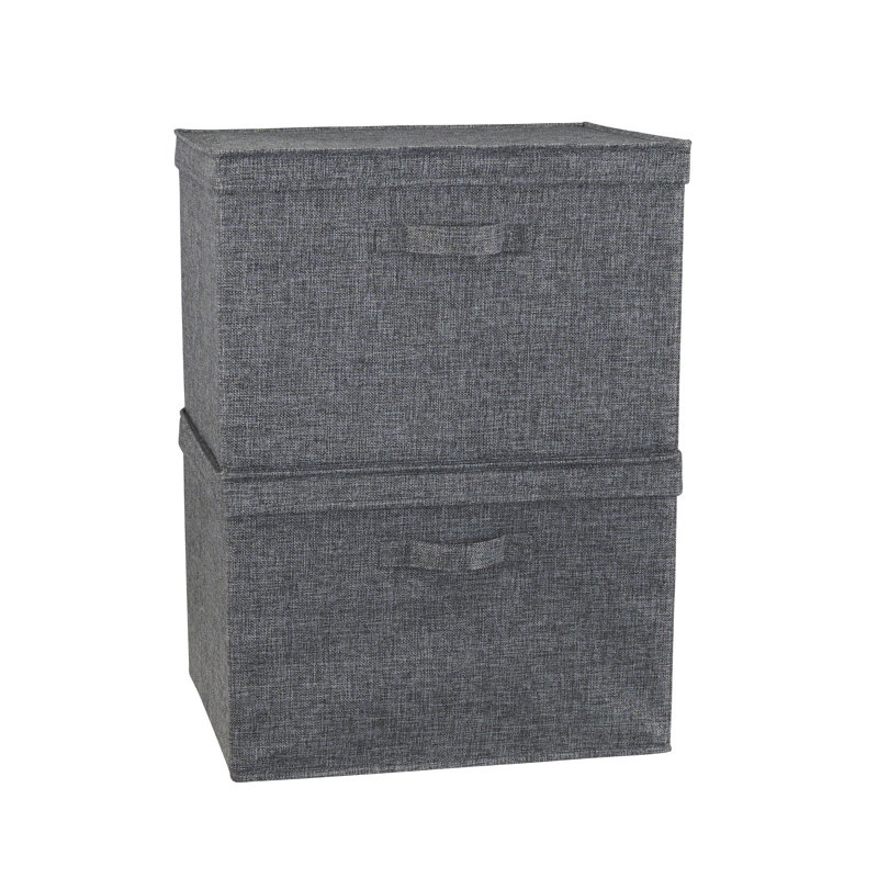 Household Essentials Wide Storage Box Fabric Bin, 12" H x 18.5" W x 15" D, Grey
