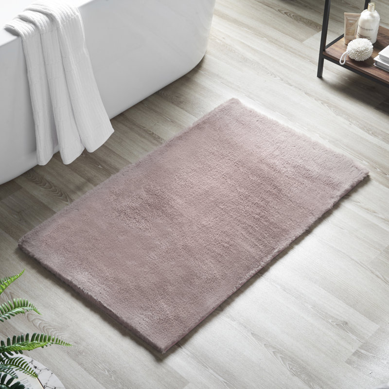 Rosenda Faux Fur Non-slip Bath Mat, Blush