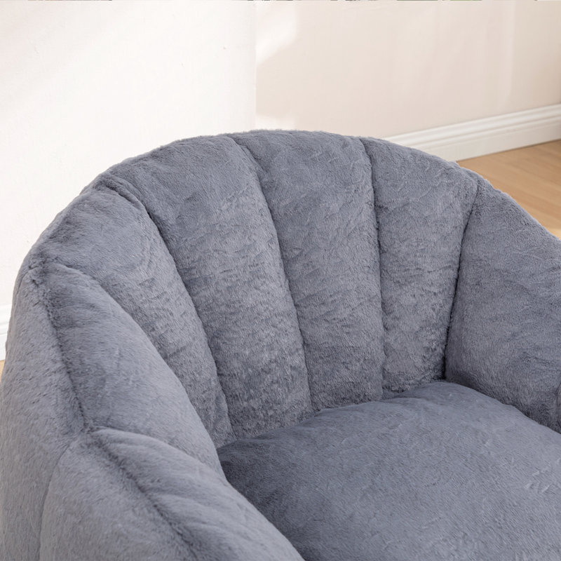 Fauteuil à billes avec accoudoirs et mousse à haute densité rembourrée, Gris