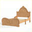 Lit plateforme vintage double sculpté avec tête de lit, cadre en bois massif, sommier à lattes, bois naturel, sans sommier tapissier, lit pour enfants et adolescents-376952977