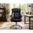 Heavy-duty, extra-thick executive office chair; 500 lb weight capacity; adjustable lumbar support; extra-wide seat; flip-up armrests; silent rubber casters.