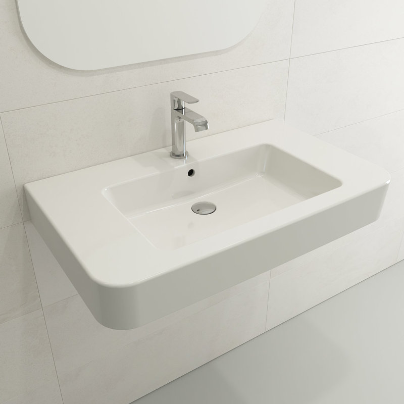 Parma 33.27'' L Bathroom Sink, Single-Hole, White