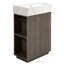 Meuble-lavabo autoportant moderne à porte droite avec lavabo en céramique, rangement ouvert et fermé