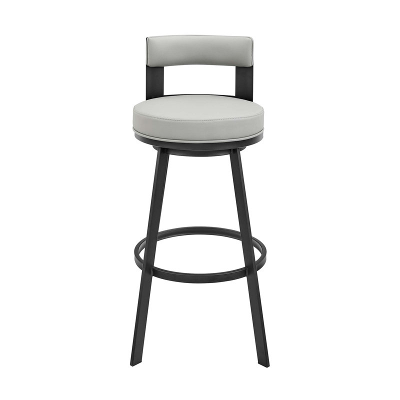 Tabouret tournant 30 "en métal avec similicuir, Black/White