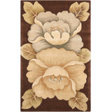 Newbury Floral Handmade Tufted Wool Brown Area Rug