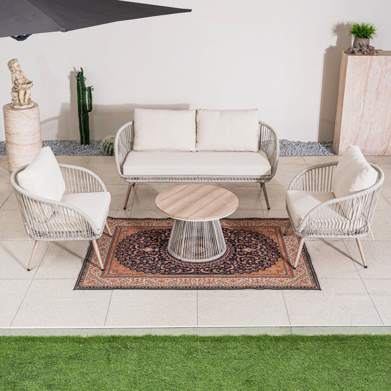Ensemble de conversation pour 4 personnes avec coussins