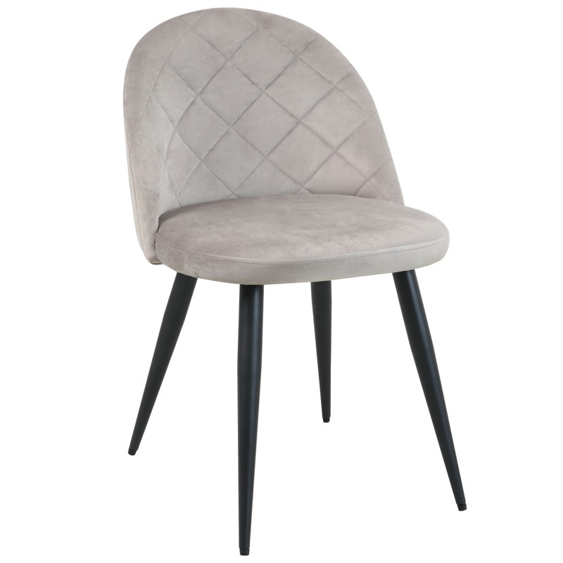 Scobey 47cm H Tufted Velvet Upholstered Upholstered Back Side Chair in Beige