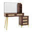 Détails du bureau de maquillage rétro avec miroir et lumières, 5 tiroirs, tablette et tiroir en rotin-712812995