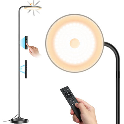 36W Dimmable LED Floor Lamp With Remote - 350° Rotating Head, Adjustable Brightness & Color Temp