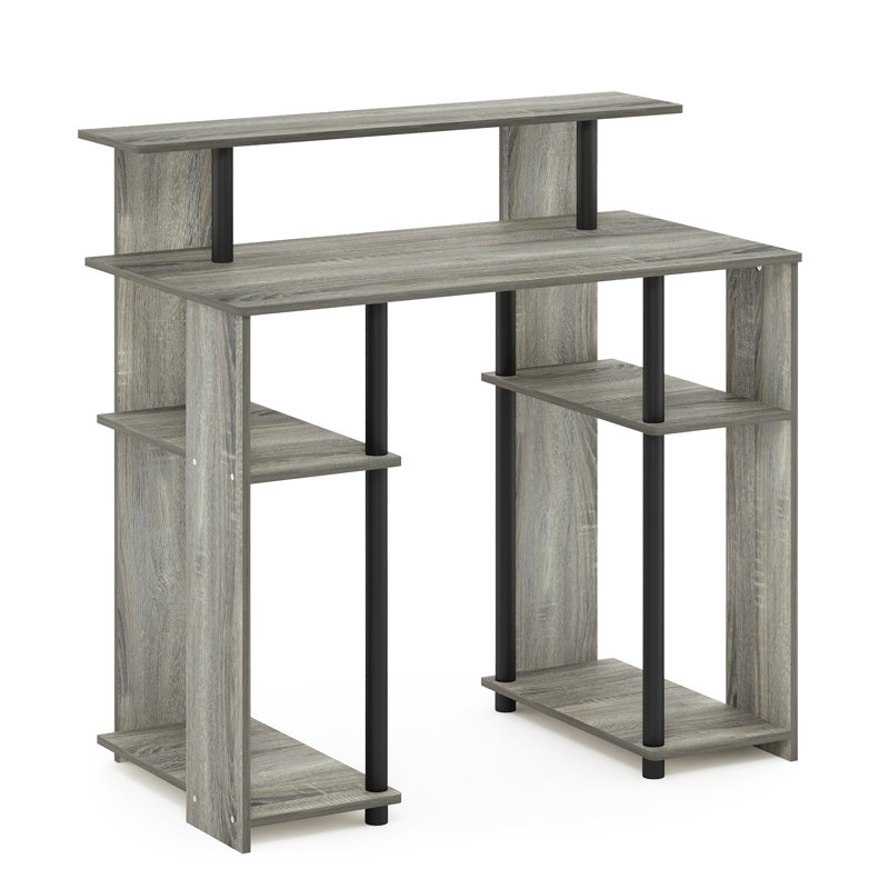 Bozidar Computer Desk, 90" H x 90" W x 48" D, French Oak Grey/Black