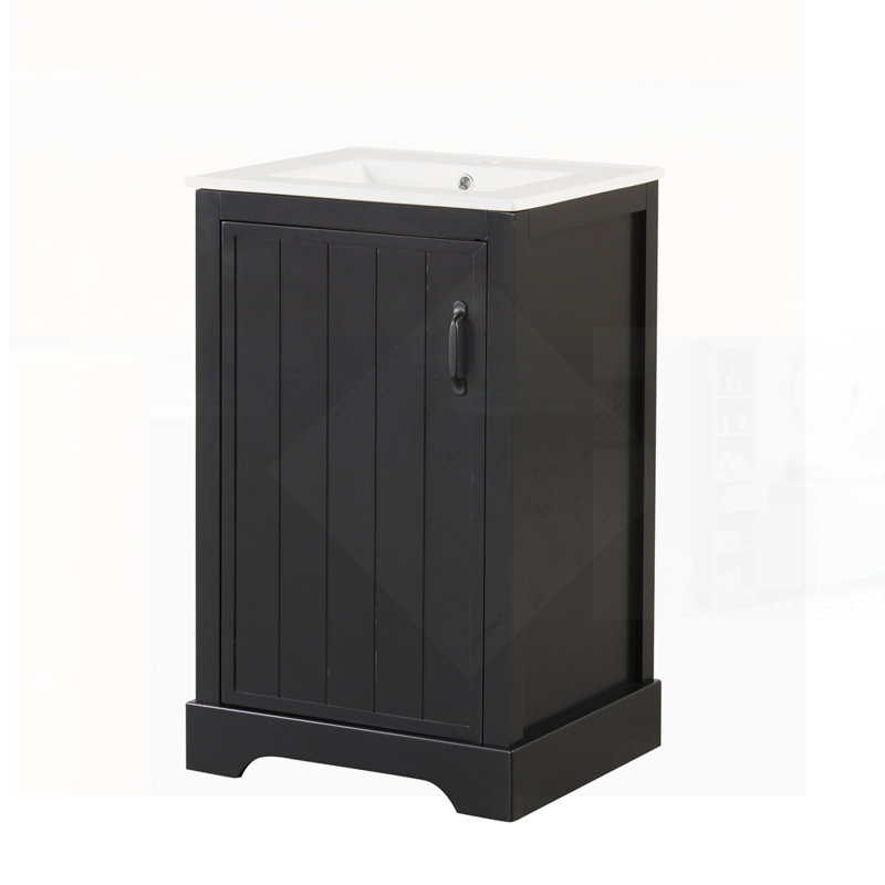 Meuble-lavabo de salle de bain avec lavabo, portes à fermeture douce, support de rangement et tablettes réglables pour une meilleure organisation