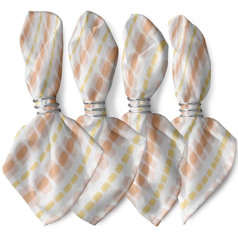 Otavio Polyester Striped Square Napkin, Yellow