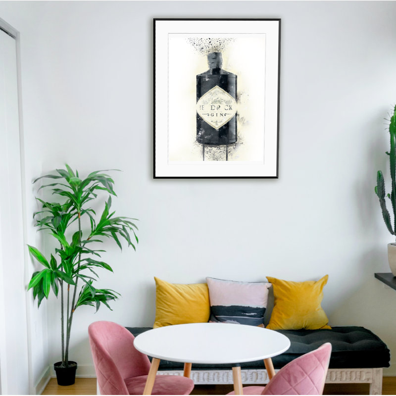 Black Gin Bottle - Single Picture Frame Print