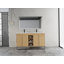 Meuble-lavabo autoportant de 60 po avec lavabo double en résine, portes à fermeture en douceur et supports de rangement ouverts, fabrication en contreplaqué-757577629