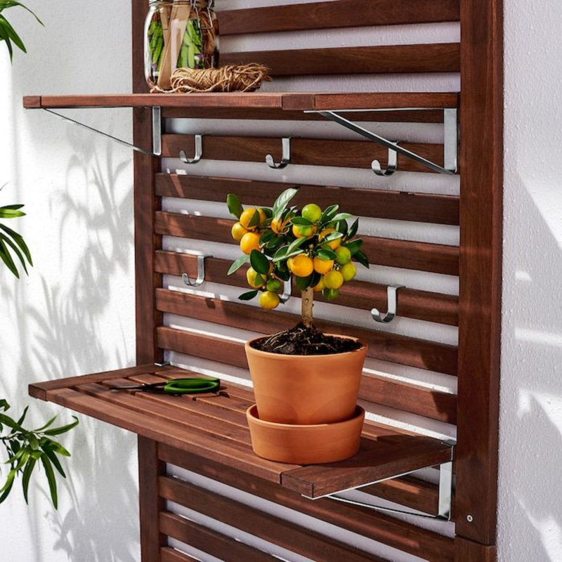 Présentoir de détail en bois, présentoir de détail en bois intérieur / extérieur avec rangement, accessoire de rangement extérieur