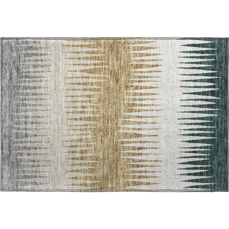 Premium Machine Washable Prisco Charcoal Rug, Rectangle 1'8" x 2'6"