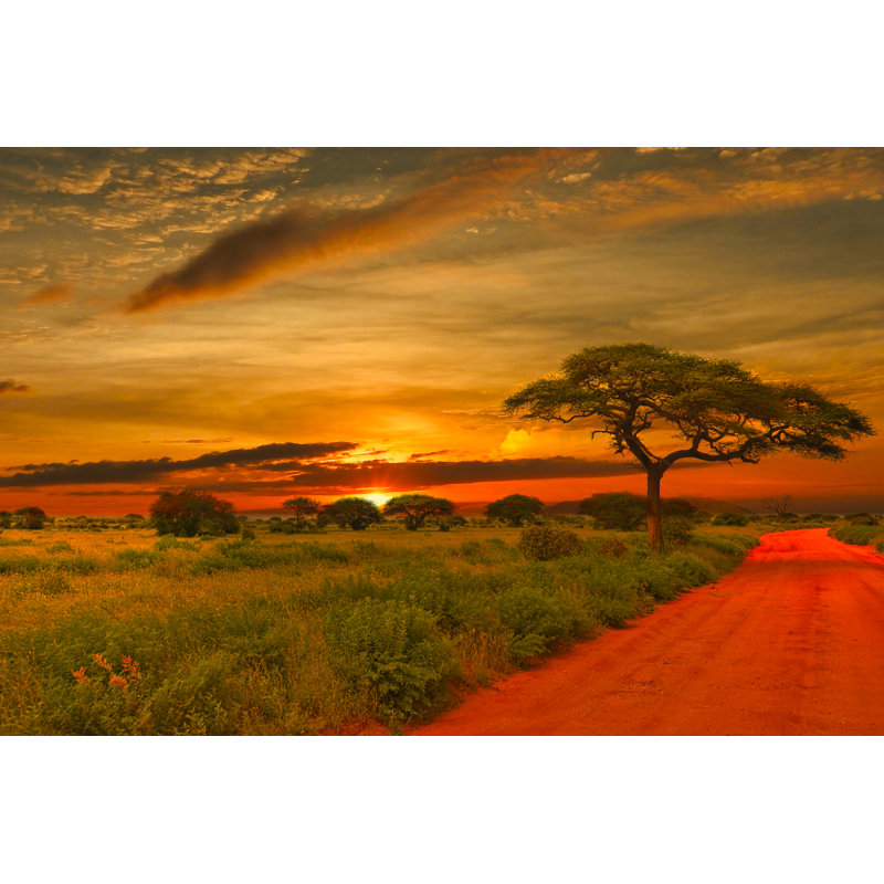 Sunset In Tsavo East - Wrapped Canvas Print, 30cm H x 46cm W