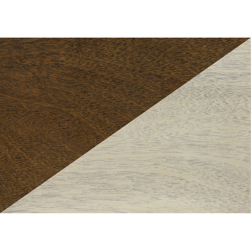 Table de bout de salon avec poignée en métal: placage blanc et brun antique, table d'appoint étroite, pratique et facile à assembler pour la chambre à coucher: rangement, bouton de décoration