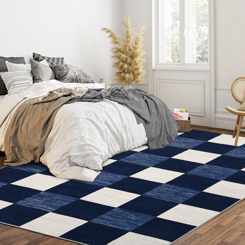 Randolph Checkered Machine Washable Rug Plaid Area Rug Soft Faux Wool Rugs Anti Slip Rugs Large Rug Carpet for Entryway Bedroom Living Room Hallway Kitchen Dining Room and Laundry Room