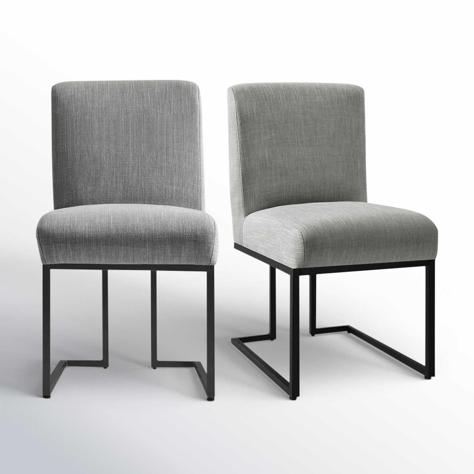 Bende Modern Fabric Upholstered Side Chairs with Metal Sled Base, Gray