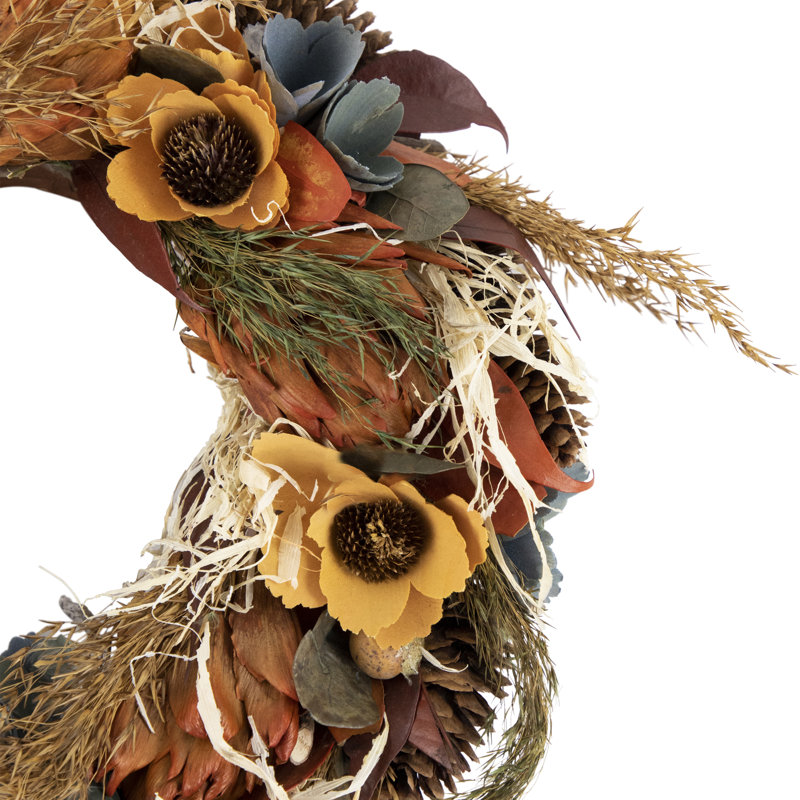 Sunflower and Straw Artificial Fall Harvest Wreath
