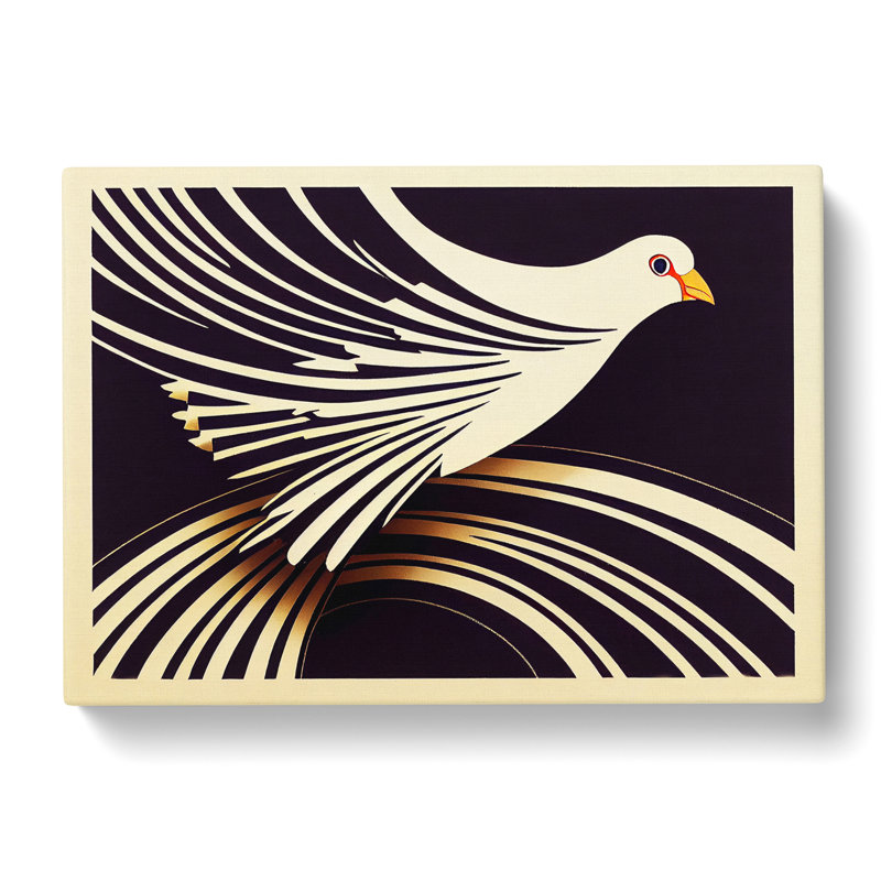 Art Deco Dove Bird Abstract - Wrapped Canvas, 40cm H x 60cm W x 3cm D
