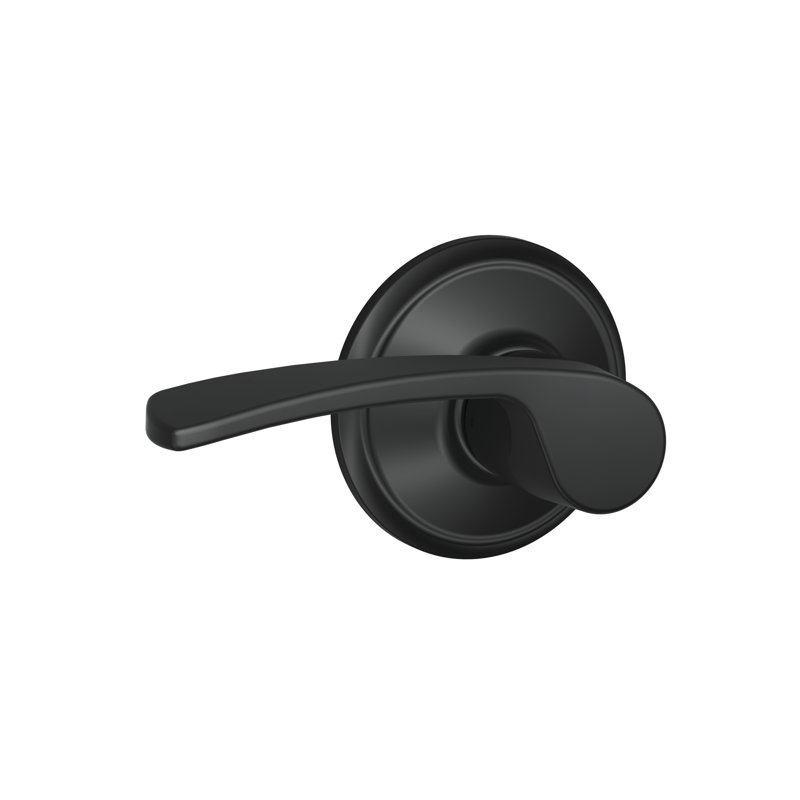 Merano Passage Door Lever with Rosette, Matte Black